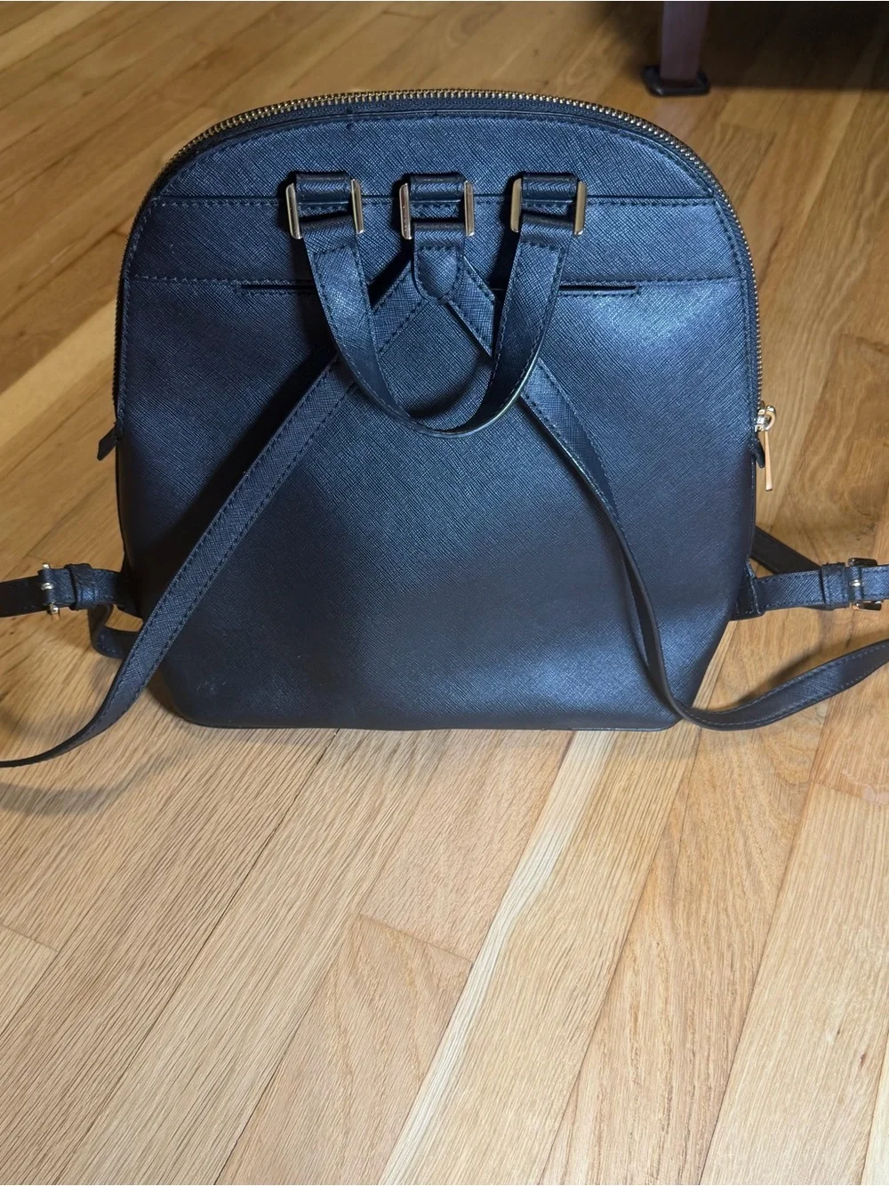 Michael Kors Black Saffiano Leather Backpack Gold Hardware